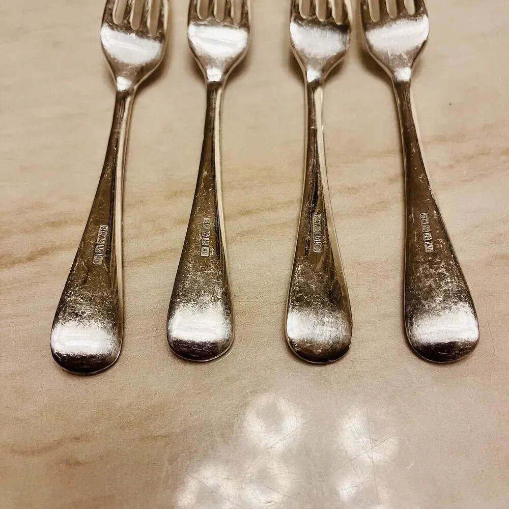 Vintage S M CO LTD EPNS A1 Silverware Salad Forks 4pc 6 5/8 in